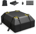 Goplus 15 Cu.Ft Roof Bag Cargo Carrier, Roof Top Luggage Bag for All Vehicles with/Without Roof Racks, Non-Slip Mat, Digital Lock, Waterproof Roof Bag for Various Cars w/6 Door Hooks (15 Cu.Ft)