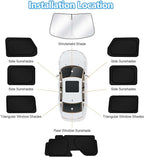 KUST Car Window Shades for 2018-2025 2026 Jeep Wrangler Accessories Windshield Sun Shade Side Rear Window Covers Sunshade Privacy Protection for Camping Blackout UV Block Full Set 8PCS
