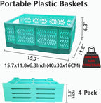 20L Folding Crates, 4Pack Plastic Storage Bins Organizer for Home and Office,Plastic Folding baskets,Collapsible Crates for C