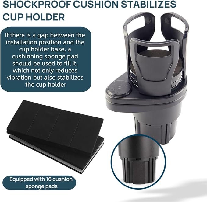2-in-1 Car Cup Holder Adapter, Multifunctional Front seat Adjustable Cup and Beverage Holder, Compatible with car Circular Cu
