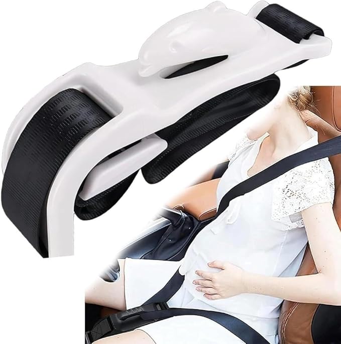 Car Seat Belt Cover for Pregnancy, Soft Harness for Neck and Abdomen Protection, with Adjustable Strap Soft Harness, Comfort Enhancer for Maternity Car Universal Travel(White)