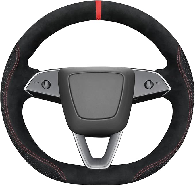 MEWANT DIY Stitching Steering Wheel Cover Wrap for Tesla Model 3 Highland 2023-2025/Model Y 2025 Highland for Tesla Model 3/Model Y Accessories(3D Style)