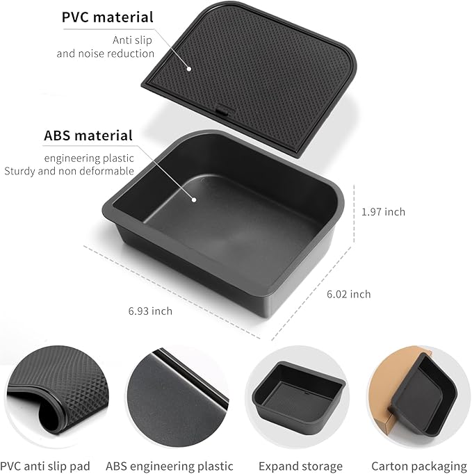 SMABEE Center Console Cool Box Organizer for Toyota Land Cruiser Prado 250/ Lexus GX 550 2024 2025 2026 Armrest Storage Box ABS Insert Tray Accessories (Only Fit Cool Box) Black
