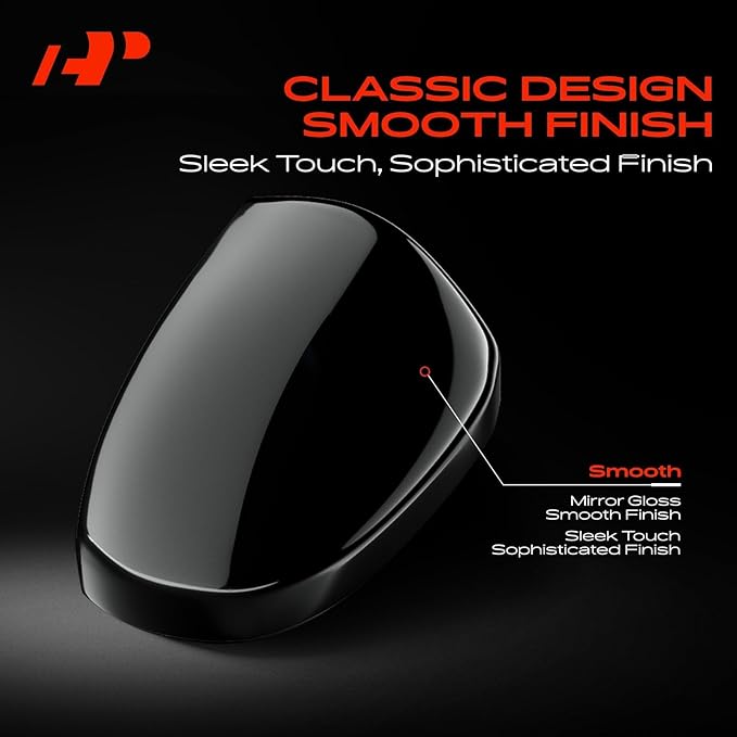 A-Premium Passenger Side Rearview Mirror Cover Cap - Compatible with Chevy Chevrolet Malibu 2016 2017 2018 2019 2020 2021 2022 2023 2024 2025 - Smooth Black