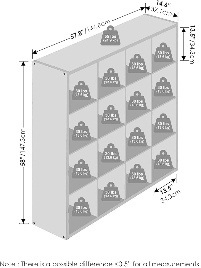Furinno Cubic Closet Organizers and Storage, 16-Cube Closet Organizer, Open Shelf Closet Storage, Extra Thick Frame for Wardr