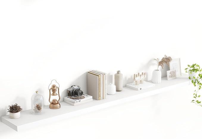 72 Inch Floating Shelves, 8 Inch Deep Floating Shelves for Wall, Hanging Shelf with Invisible Brackets, Deep Shelves for Bath