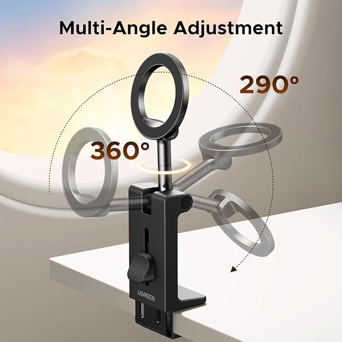 UGREEN Airplane Phone Holder for Magsafe Air Plane Travel Essentials Magnetic Phone Mount Compatible with iPhone 17 Air 16 15 14 Plus 13 12 Pro Max Mini Magsafe Case, Handsfree for Long Flight Flying