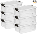 Sterilite 6-Pack Ultra Latching Box, Storage Bins with Lids, Clear Plastic, 18 Quart - Heavy-Duty Organizing Containers for C