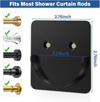 Black Metal Shower Rod Holders (2 Pack), Heavy Duty Adhesive & Screw Mount Shower Curtain Rod Brackets, No Drilling, Rustproo