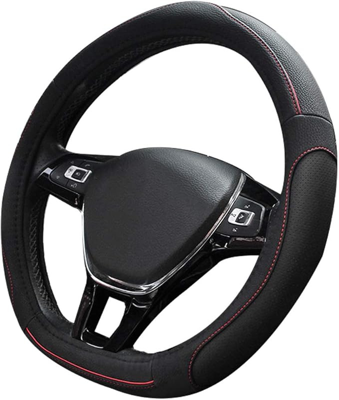 Car Steering Wheel Cover with Durable PU Leather, Universal 16 inch Fit for Car Truck SUV, Breathable Anti Slip Auto Steering Wheel Covers for Men and Women