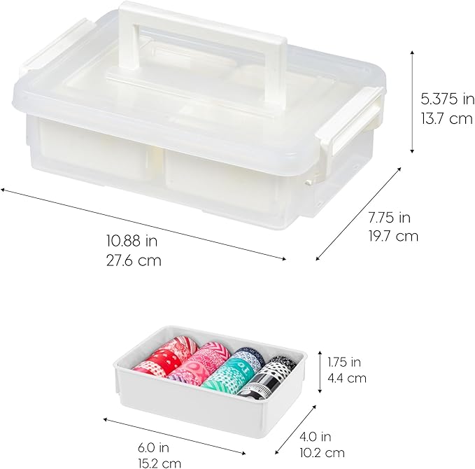 IRIS USA 1 Qt. Plastic Storage Bins with Lids, 4 Pack, Craft Storage Container, Sensory Bin, Organizing Containers for Home, 