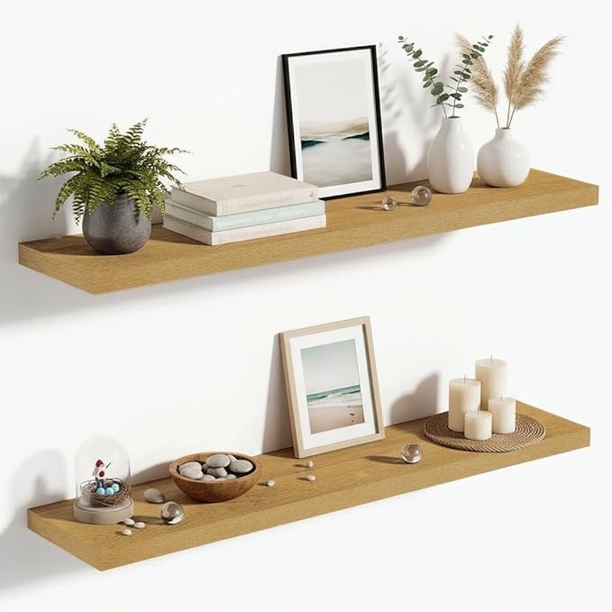 Vivelove 10" Deep Floating Shelves with Invisible Brackets, 36" Wall Shelves for Bathroom Bedroom Kitchen Living Room Laundry