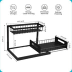 REALINN Under Sink Organizer, L-Shaped 2 Tier Pull Out Cabinet Organizer for Kitchen and Bathroom, Slide Out Under Cabinet St