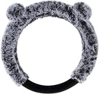 BDK Faux Fur/Wool/Sheepskin Steering Wheel Cover for Women - Cute, Bear Fur, Soft, Fluffy, and Warm, Great for Winter Gray wi