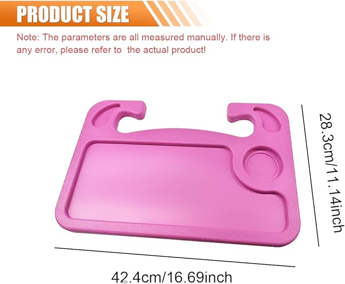 ZIMISI Car Steering Wheel Tray, Computer Office Car Table Tray, Automotive Trays for Eating, Multipurpose Vehicle Desk Travel Accessories for Laptop, Food, Fits Most Steering Wheel (Pink)