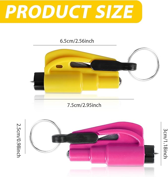 2-Pack Original Emergency Keychain Car Escape Tool – 2-in-1 Seatbelt Cutter & Window Breaker, Compact Auto Safety Hammer, Saf