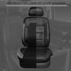 CAR PASS Leather Car Seat Covers Front Seats only, with Air Mesh Front Seat Covers Breathable, Cool Automotive Seat Covers 2 