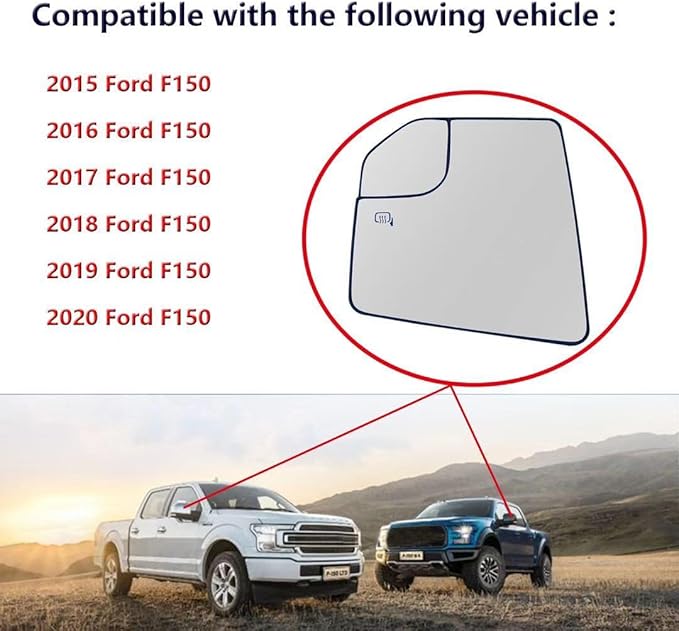 Driver Side Heated Mirror Glass Replacement For Ford F150 2015 2016 2017 2018 2019 2020 - for Ford F150 Power Side Mirror with Rear Holder
