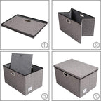 PRANDOM Extra Large Collapsible Storage Bins with Lids [5-Pack] Linen Fabric Foldable Storage Baskets Boxes Organizer Contain