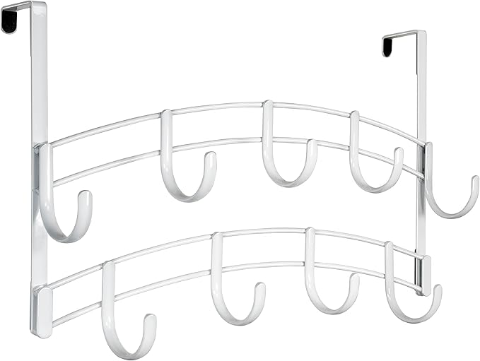 LYNK Professional® Home™ Over Door Hooks Rack - 9 Hook Over Door Hanger - Over Door Towel Rack - Hanging Towels or Clothes - 