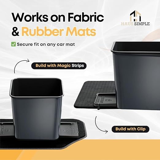 Car Trash Can for Vehicles Leakproof Compact Garbage Bin w/Stability Flap, Anti-Slip Base, Portable Trash Holder for Cars, Trucks, SUVs, Minivans (Gray, Small)
