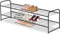 AOODA Long 2 Tier Shoe Rack for Closet Metal Wide Stackable Shoe Storage Organizer for Entryway, Bedroom, Floor, 18-Pairs Low