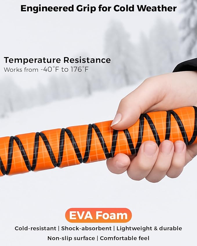 EcoNour 57" Detachable Snow Brush with Ice Scraper for Car Windshield and Window | 4-in-1 Design, Scratch-Free Bristles, EVA Foam Grip | Perfect Snow Accessories for SUVs, Trucks, and Jeeps