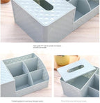 Bathroom Makeup Organizers, Plastic Cosmetics Storage Box With Tissue Box Sundries Desktop Lipstick Skincare Makeup Organizer