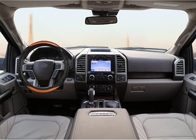 GIANT PANDA Car Steering Wheel Cover for Ford F150 F250 F350 Expedition 15.5-16 inches - Orange