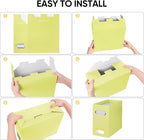 BALEINE File Organizer Box, Cardboard File Folder Organizer with Handle for Letter Size, Portable Collapsible Hanging Filing 