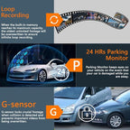 4 Channel 4K Dash Cam Front and Rear Inside, 360° View 1080P Dash Camera for Cars, Super Night Vision, Gravity Sensor, Loop R