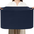 96L Large Blanket Basket,24"x16"x15"Rectangle Storage Bin with Handles,Woven Rope Laundry Basket for Toys, Clothes,Magazines,