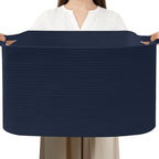 96L Large Blanket Basket,24"x16"x15"Rectangle Storage Bin with Handles,Woven Rope Laundry Basket for Toys, Clothes,Magazines,