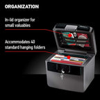 SentrySafe Black Fireproof and Waterproof Safe, File Folder and Document Box with Key Lock, Ex. 14.3 x 15.5 x 13.5 inches, HD