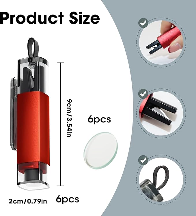 6 PCS Window Breaker Seatbelt Cutter Car Safety Hammer, 2-in-1 Glass Breaker and Seat Belt Cutter with Test Glass, Underwater