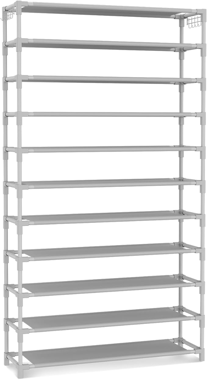 VILICK 11 Tiers Tall Wide Shoe Rack 55 Pairs Large Capacity Sturdy Durable Shoe Rack for Closet Metal Shoe Organizer Shelf wi