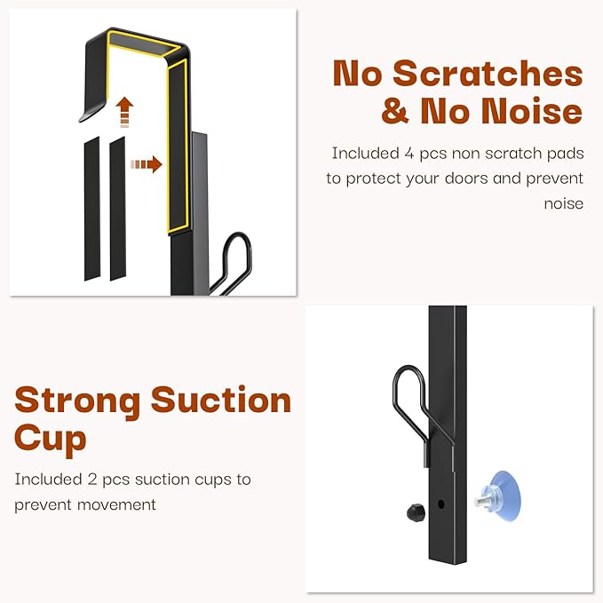 Over The Door Hooks 2 Pack,12 Heavy Duty Towel Rack All Metal Coat Hanger for Jacket Robe Hat Purse Bags in Bathroom Bedroom 