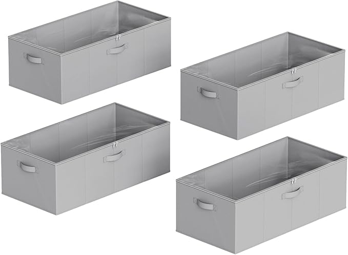 SpaceAid 4 Pack 10" High Under Bed Storage Containers, Large Underbed Storage Organizer Bins with Lids for Bedroom, Dorm, Clo