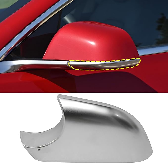 Jaronx Compatible With Tesla Model 3 Mirror Lower Cover 2017-2025,Chrome Left Drive Side Door Wing Rearview Mirror Base Bottom Cover Trim For Tesla Model 3 Accessories(Left)