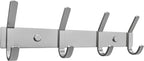 Coat Rack Wall Mount – Brushed Nickel 12 Inch Stainless Steel Hook Rail with 4 Heavy Duty Double Coat Hooks – Wall Mounted Co
