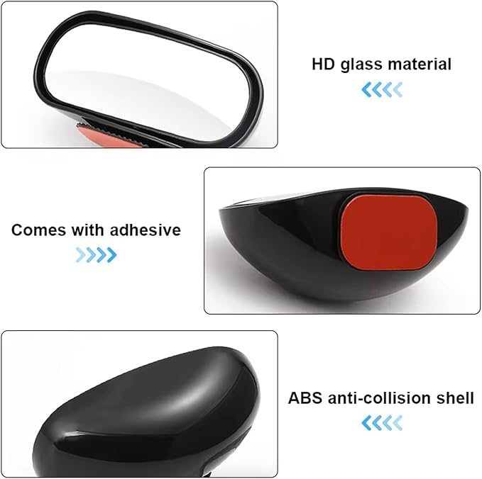360 ° HD Blind Spot Car Mirror Rectangular, 2Pcs Blind Spot Car Rearview Stick on Mirror, Adjustable Blindspot Convex Wide Angle Side Rearview Mirror for Car,Truck,SUV