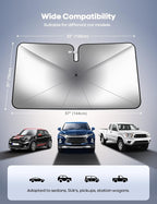 Lamicall Car Windshield Sunshade Umbrella - Foldable Car Windshield Sun Shade Cover, 5 Layers UV Block Coating, 52"x31" Front Window Heat Insulation Protection, for Auto Sedan, SUV Windshield
