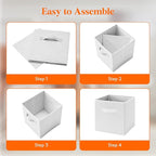 Lifewit Storage Cubes, Foldable Decorative Fabric Storage Baskets for Organizing Home Organizers with Handles for Shelves, Cl