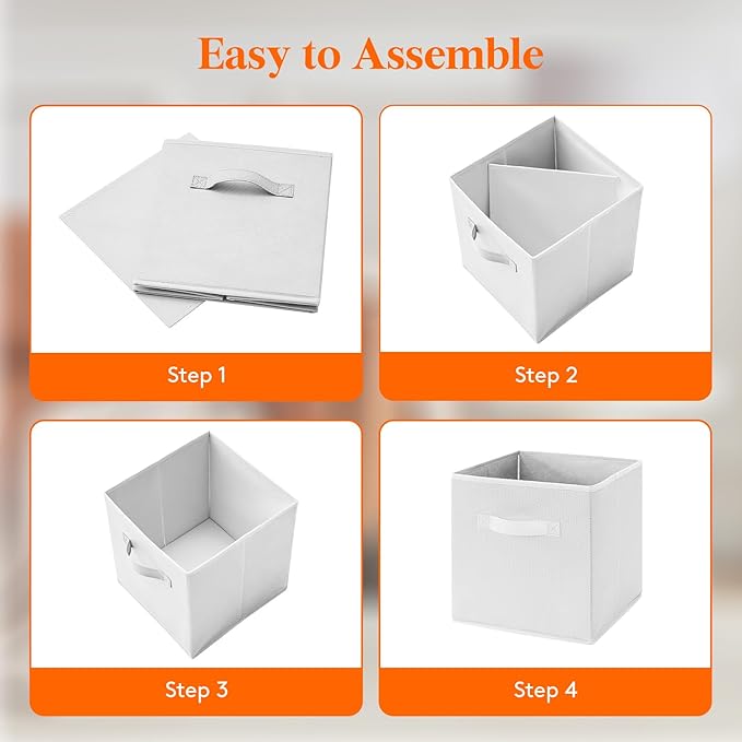 Lifewit Storage Cubes, Foldable Decorative Fabric Storage Baskets for Organizing Home Organizers with Handles for Shelves, Cl