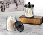 Amolliar 4 Pack Apothecary Jars Bathroom Vanity Storage Organizer Set -Countertop Canister with Stainless Steel Lids &Cute St
