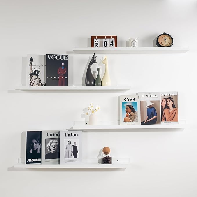 NEXHOME PRO Floating Shelves for Wall Set of 4,36 Inches Picture Ledge Shelf, Kids Bookshelf Wall Mounted for Living Room Bed