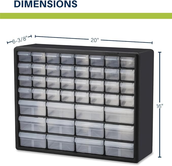 Akro-Mils 44-Drawer Plastic Drawer Storage Cabinet for Garage Organization, Bead Organizer, Building Bricks Storage, Teacher 