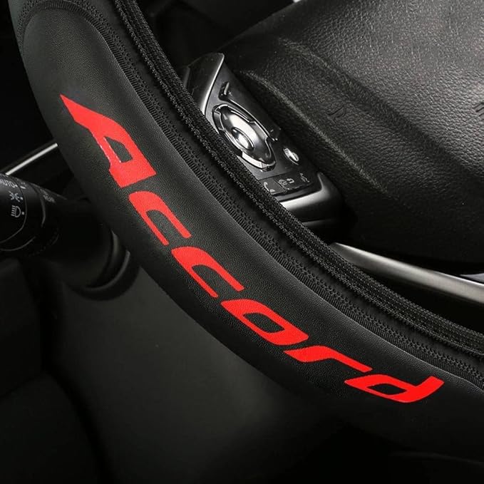 Leather Steering Wheel Cover Compatible with Accord Universal Size(red)