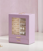 Homde Jewelry Organizer Girls Women Jewelry Box for Necklaces Rings Earrings Gift Bracelets Storage Case (Grey Purple + Gold)