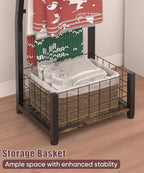 6.3ft Blanket Ladder with Storage Basket, 5 Tier Decorative Ladder Shelf Stand for Living Room & Bedroom, Wall-Leaning Blanke